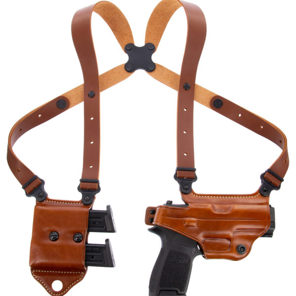 Galco MCII652 Miami Classic II Shoulder System Size Fits Chest Up To 56″ Tan Leather Compatible w/S&W M&P Shield/Glock 43/43X Right Hand