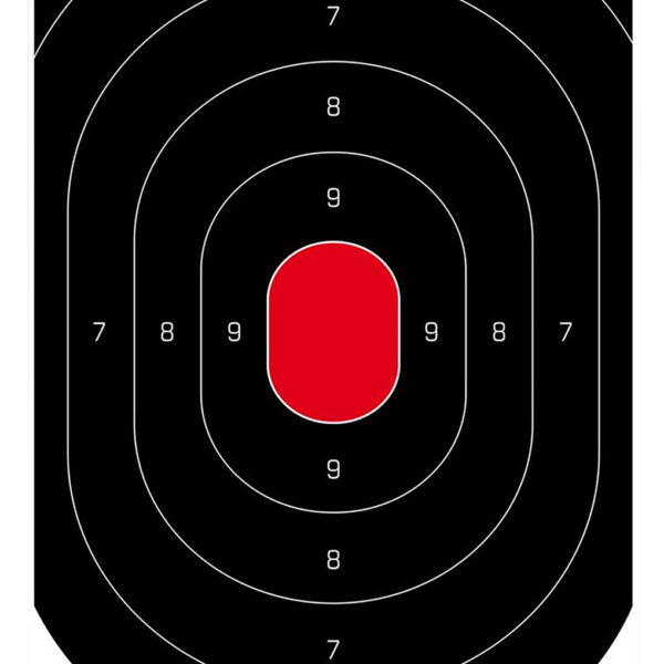 Birchwood Casey 35601 Dirty Bird  Silhouette Tagboard Hanging Pistol 12″ x 18″ Black/Red White Impact Splatter 100 Per Pkg