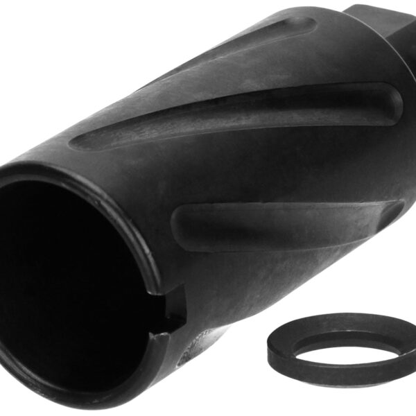 TacFire MZ10079MMN Spiral Fluted Muzzle Brake Black Oxide Steel with 1/2″-36 tpi Threads, 2.60″ OAL & 1.12″ Diameter for 9mm Luger AR-Platform