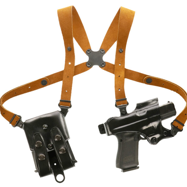 Galco JR202B Jackass Rig Shoulder System Size Fits Chest Up To 56″ Black Leather Harness Fits Beretta 92F/FS Fits Taurus PT100 Right Hand
