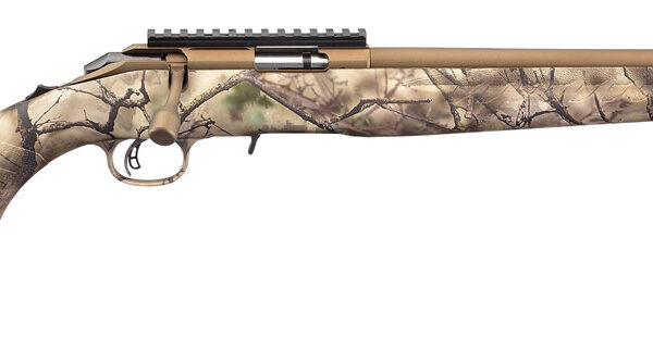 Ruger 8372 American Rimfire Full Size 22 LR 10+1 18″ Bronze Cerakote Threaded Barrel & Alloy Steel Receiver w/Picatinny Rail, Go Wild Camo I-M Brush Fixed Synthetic Stock Right Hand