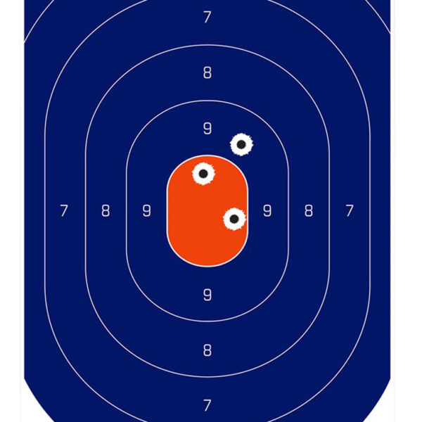 Birchwood Casey 35720 Dirty Bird  Silhouette Tagboard Hanging Pistol 12″ x 18″ Blue/Orange White Impact Splatter 50 Per Pkg