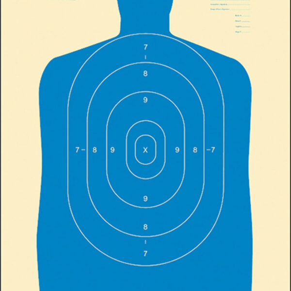 Action Target B27SBLUE100 Qualification Standard Silhouette Paper Hanging 24″ x 45″ Blue/White 100 Per Box