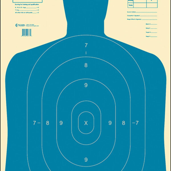 Action Target B27EBLUE100 Qualification Economy Silhouette Paper Hanging 23″ x 35″ Blue/White 100 Per Box