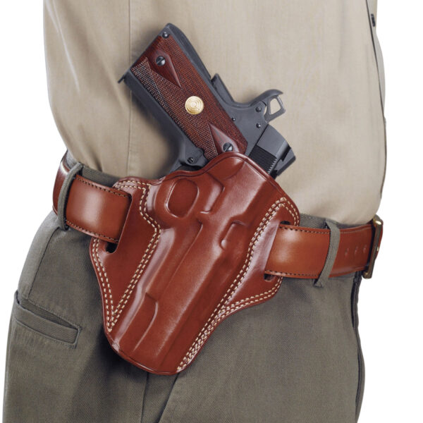 Galco CM800 Combat Master  OWB Tan Leather Belt Slide Compatible w/ Glock 43/43X, Springfield  Hellcat Belt 1.75″ Wide Right Hand