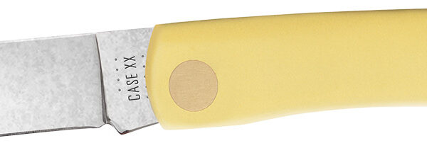 Case 00032 Sod Buster Jr. 2.80″ Folding Skinner Plain Tumble Polish Chrome Vanadium Steel Blade/Yellow Synthetic Handle