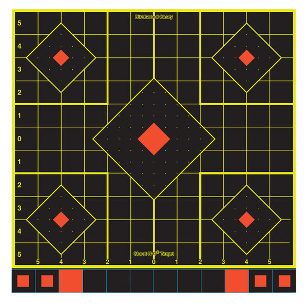 Birchwood Casey 34211 Shoot-N-C Sight-In Self-Adhesive Paper Black/Yellow/Red 12″ 5-Diamond 100 Pack
