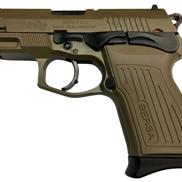 Bersa TPR9CFDE TPRC Sports South Exclusive 9mm Luger 13+1, 3.50″ Black Steel Barrel, Flat Dark Earth Serrated Steel Slide & Aluminum Frame w/Picatinny Rail, Ambidextrous