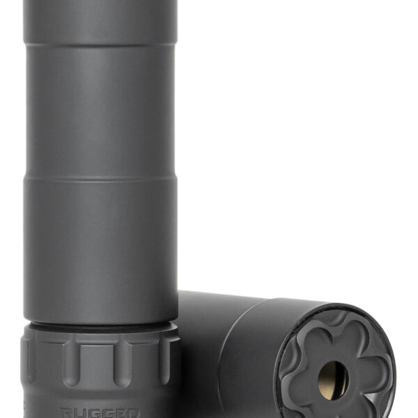 Rugged Suppressor P5122 Mustang 22 22 LR 1.06″ D 1/2″-28 tpi 113dB At Ear Black High Temp Cerakote 7075-T6 Aluminum Baffles/Tube Titanium Mount