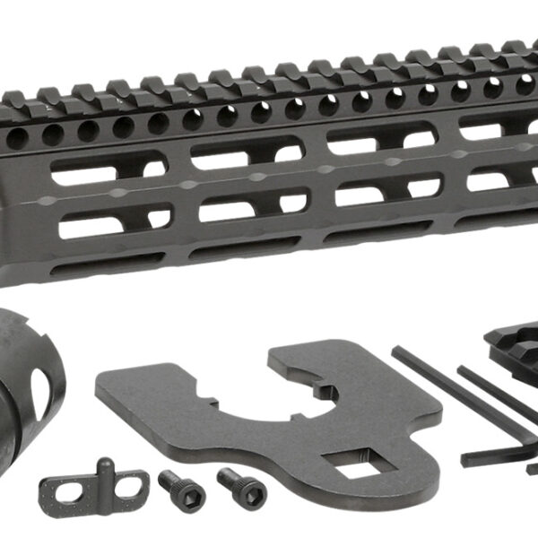 Midwest Industries MINF105 Night Fighter 10.50″ M-LOK Black Hardcoat Anodized Aluminum Includes Barrel Wrench, Nut, & 5 Slot Rail