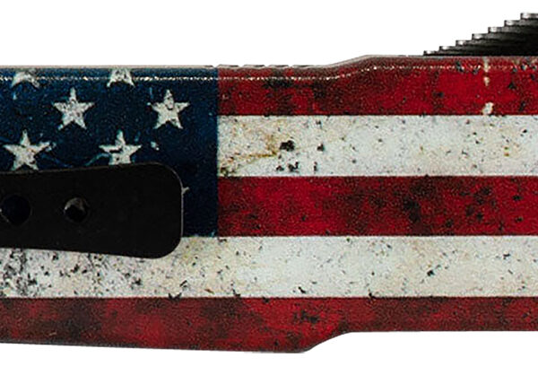 Templar Knife MAUS321 Premium LW US Flag Slim 3.25″ OTF Drop Point Plain Black Oxide Stonewashed D2 Steel Blade, 5″ US Flag Aluminum Handle
