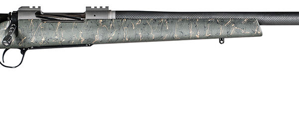 Christensen Arms CA10269815323 Summit TI  Full Size 28 Nosler 3+1, 26″ Natural Titanium Steel Threaded Barrel, Natural Titanium Aluminum Receiver, Green w/Black/Tan Webbing Fixed Thumbhole Stock