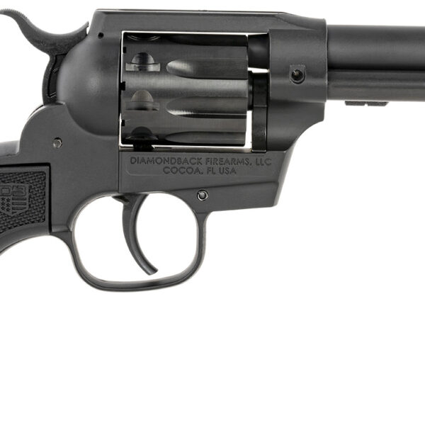 Diamondback DB051CA001 Sidekick 22 LR 9 Shot, 4.50″ Black Cerakote Steel Barrel, Black Cerakote Zinc Alloy Frame, Black Cerakote Cylinder, Black Checkered Nylon Grip, Hammer Safety, Exposed Hammer