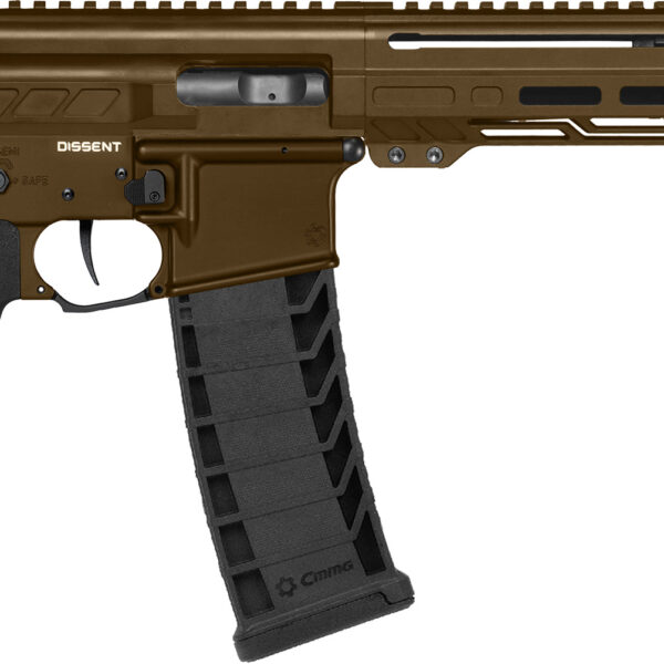 CMMG 94A6867MB Dissent MK4 9mm Luger 33+1 6.50″, Midnight Bronze Rec, Picatinny Brace Adapter, 5.50″ M-LOK Handguard, Left Side Charging Handle, Zeroed Linear Comp, Zeroed Drop-In Single Stage Trigger