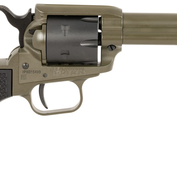 Heritage Mfg RR22T4 Rough Rider  22 LR 6 Shot 4.75″ OD Green Cerakote Barrel, OD Green Cerakote w/Black Accents Frame, Black Cerakote Cylinder, Black Star Polymer Grips