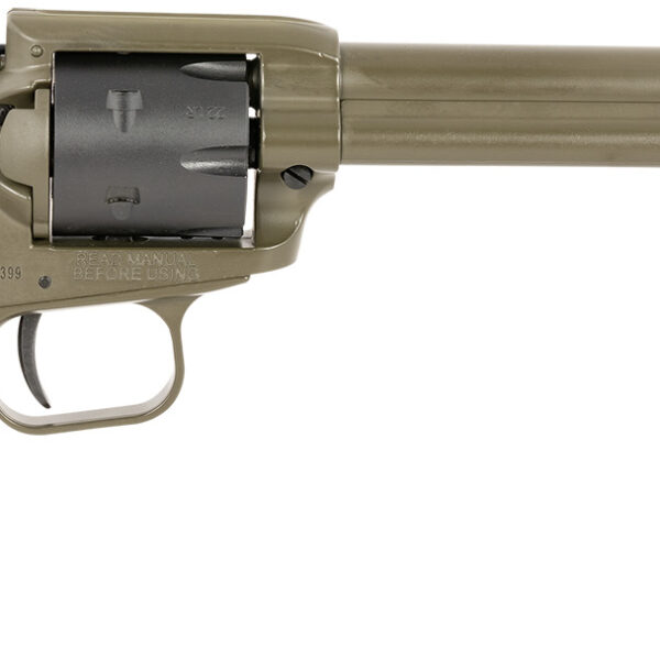 Heritage Mfg RR22T6 Rough Rider  22 LR 6 Shot 5.50″ OD Green Cerakote Barrel, OD Green Cerakote w/Black Accents Frame, Black Cerakote Cylinder, Black Star Polymer Grips