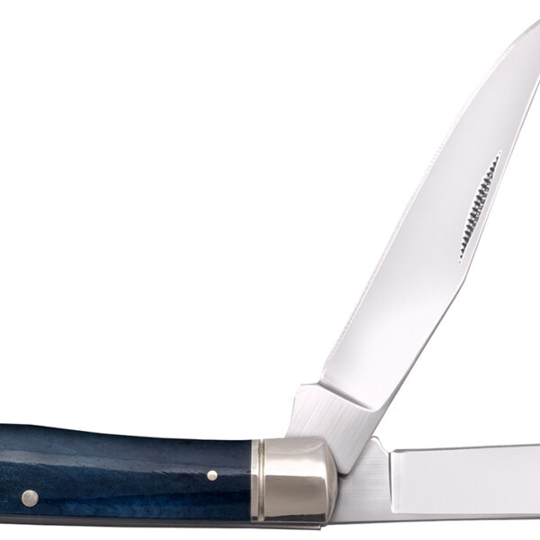 Cold Steel CSFLTRPRB Trapper 3″ Folding Clip/Spey Plain 8Cr13MoV SS Blade/Dark Blue w/Polished Bolsters Bone Handle