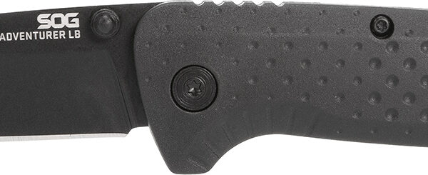 S.O.G SOG13110143 Adventure LB 3.50″ Folding Drop Point Plain Black TiNi 5Cr15MoV Blade, Black Textured GRN Handle