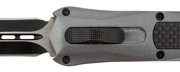 Steel River Knives A163BD Spartan  3.50″ OTF Dagger Plain Black/Silver 440C SS Blade/ Gray w/Carbon Fiber Inlay Aluminum Zinc Alloy Handle