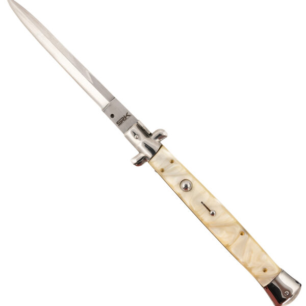 Steel River Knives CIMOPD Spartan  6″ Italian Dagger Polished Blade 7″ Mother of Pearl Synthetic Handle Side Open
