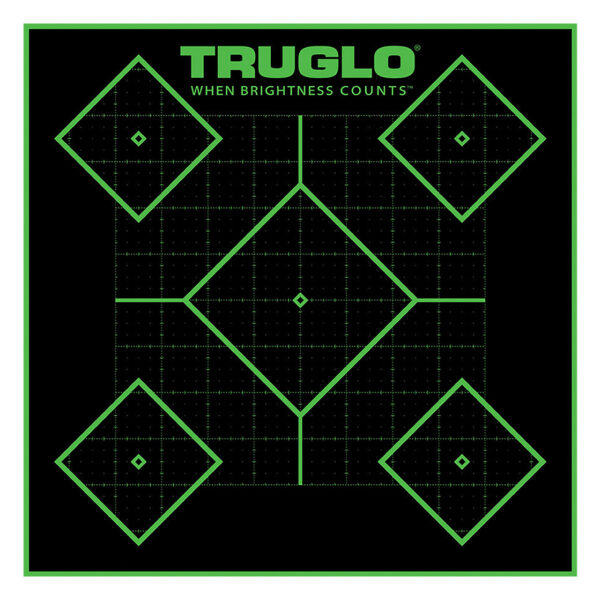 TruGlo TG14A25BB Tru-See 5- Diamond Target Self-Adhesive Heavy Paper Black/Green 12″x12″ 25 Pack