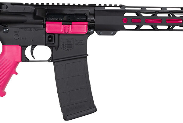 Diamondback DB175AK591 DB15  5.56x45mm NATO 16″ 30+1, Black with Prison Pink Accents, Carbon Lower, 15″ M-Lok Handguard, Magpul Carbine Stock, A2 Grip