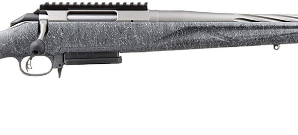 Ruger 46902 American II  Full Size 308 Win 3+1 20″ Gun Metal Gray Cerakote Spiral Fluted Threaded Barrel & Alloy Steel Receiver w/Picatinny Rail, Gray Splatter Adj LOP Synthetic Stock