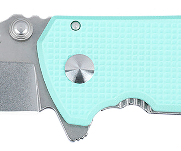 CRKT 2485B SQUID  Compact 1.75″ Folding Drop Point Plain Stonewashed D2 Steel Blade, Blue G10/SS Handle