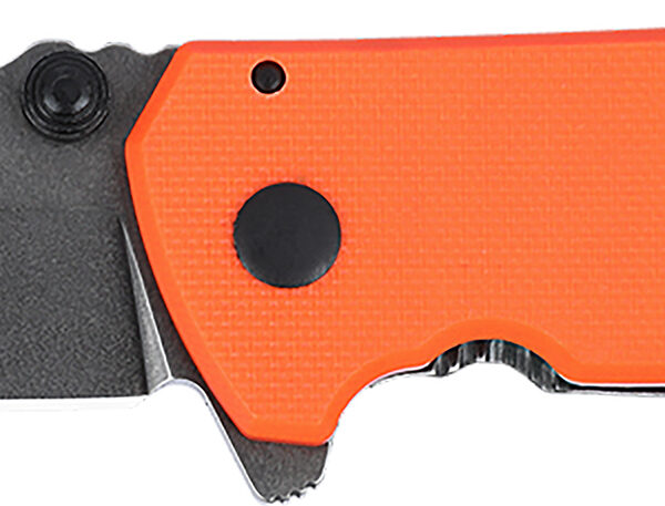 CRKT 2486 SQUID  Compact 1.75″ Folding Drop Point Plain Stonewashed D2 Steel Blade, Blaze Orange G10/SS Handle