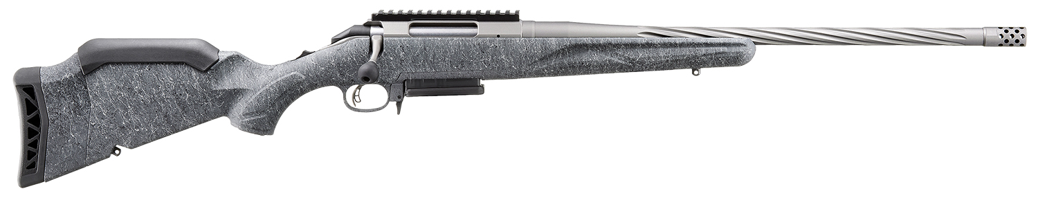 Ruger 46916 American II Full Size 6.5 PRC 3+1 20" Cobalt Cerakote Spiral Fluted Threaded Barrel & Alloy Steel Receiver w/Picatinny Rail, Gray Splatter Adj LOP Synthetic Stock