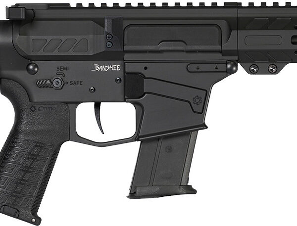 CMMG 57A340FAB Banshee MK57 5.7x28mm 20+1 8″ Black Nitride Medium Taper Threaded Barrel, EML 7″ M-LOK Handguards, Black Armor Cerakote Aluminum Picatinny Rail Receiver, CMMG Zeroed Grips