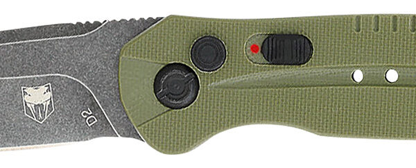 CobraTec Knives ODGDIABLOAUTO Diablo 3.50″ Folding Black Stonewashed D2 Steel Blade, 4.75″ OD Green Textured G10 Scales Handle