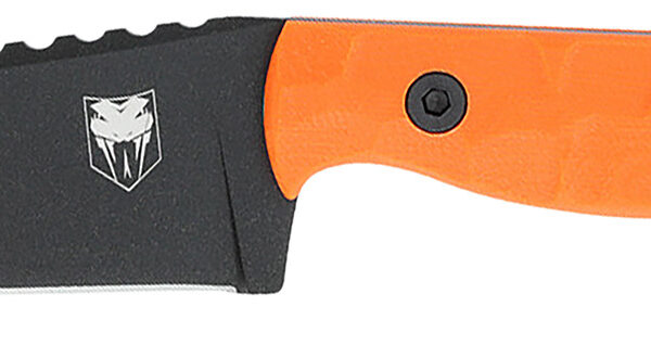CobraTec Knives CTKPORG KingPin  EDC 4″ Fixed Drop Point Plain Black Powder Coated D2 Steel Blade, 4″ Blaze Orange Textured G10 Scales Handle