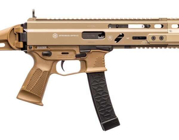 Grand Power 810091157992 SP9A3 Stribog 9mm Luger 30+1 16″ Black Threaded Barrel, M-LOK Handguard, Flat Dark Earth Aluminum Picatinny Rail Receiver, Polymer Side Folding Stock, FDE Polymer Grip