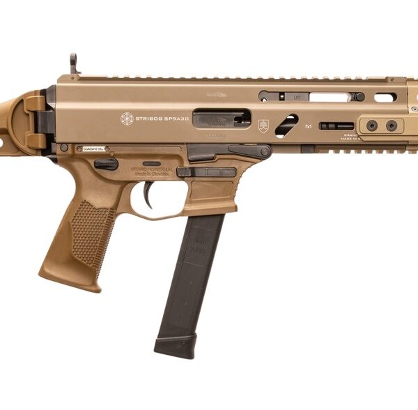 Grand Power 810091158029 Stribog SP9A3G 9mm Luger 16″ Black Barrel, Flat Dark Earth Receiver, Polymer Stock & Grip
