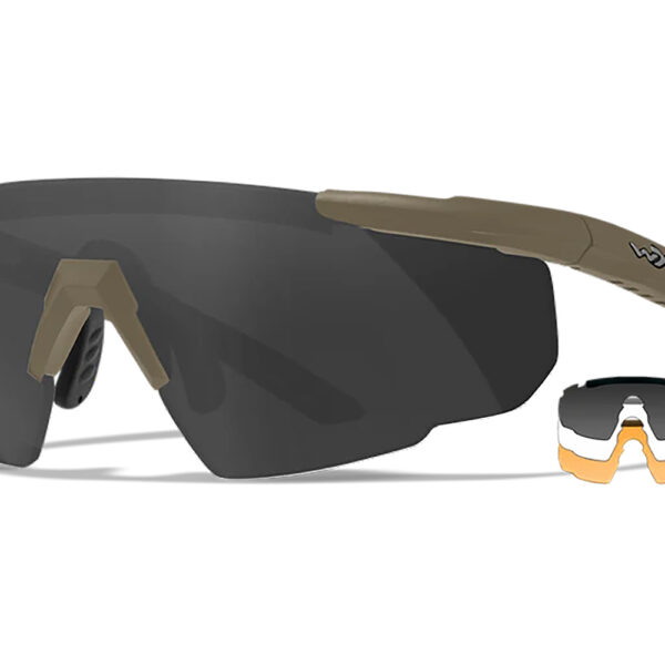 Wiley X 308T Saber Advanced Smoke Gray/Clear/Light Rust Lens Polycarbonate Matte Tan Frame