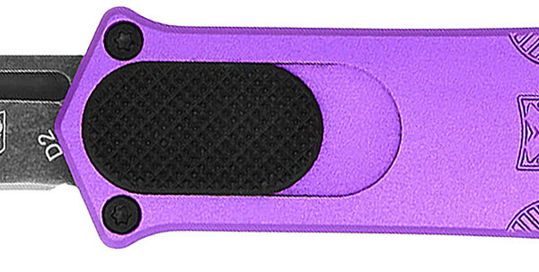 CobraTec Knives CALI952PURDNS California 952 *CA Compliant 1.75″ OTF Drop Point Plain Black Stonewashed D2 Steel Blade, 3″ Purple Anodized Aluminum Handle