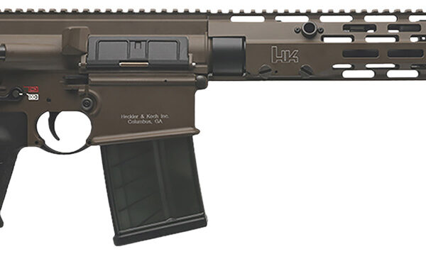 HK 81001206 MR762 A4 7.62x51mm 10+1 16.50″ Black Threaded Barrel, Patriot Brown Picatinny Rail Receiver, M-LOK Handguard, 6 Position Black Synthetic Stock, Black Finger Grooved Grip, Ambidextrous