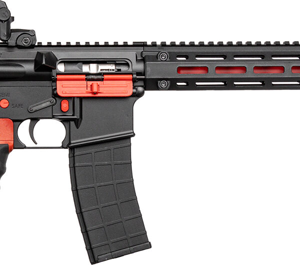 Tippmann Arms A101111 M4 Redline MSR 22 LR 25+1 16″ Red Parkerized Fluted Threaded Barrel, Matte Black/Red Aluminum Receiver w/Picatinny Rail, M-LOK Handguard, Black Adj CAR15 Polymer Stock, Red/Black