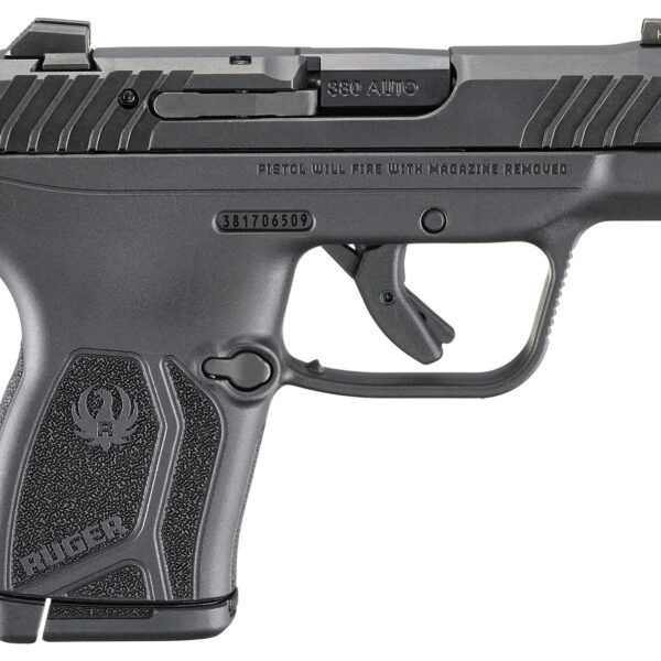 Ruger 13760 LCP Max  Compact Frame 380 ACP 10+1 2.80″ Black Oxide Alloy Steel Barrel, Black Nitride Alloy Steel Serrated Slide, Black Polymer Frame, Textured Grip, Manual Safety