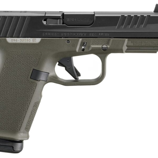 Ruger 19436 RXM 9mm Luger 15+1 4.50″ Black FNC Nitride Threaded Barrel & Optic Ready/Serrated Slide, OD Green Polymer Frame w/Accessory Rail, Textured Grip, RMSc/RMR/DeltaPoint Pro Footprint