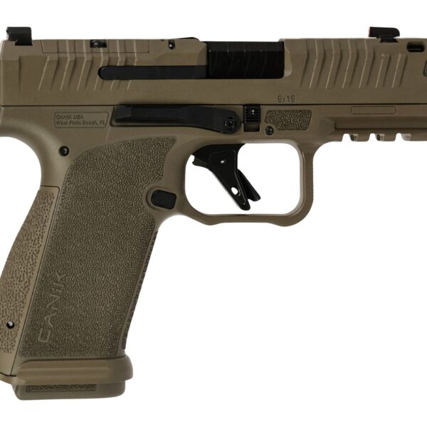 Canik HG8328D-N Mete MC9 Prime 9mm Luger 17+1 3.64″ Black Compensated Barrel, Flat Dark Earth Cerakote Steel Optic Ready/Serrated Slide, FDE Polymer Frame w/Picatinny Rail, Textured Grip