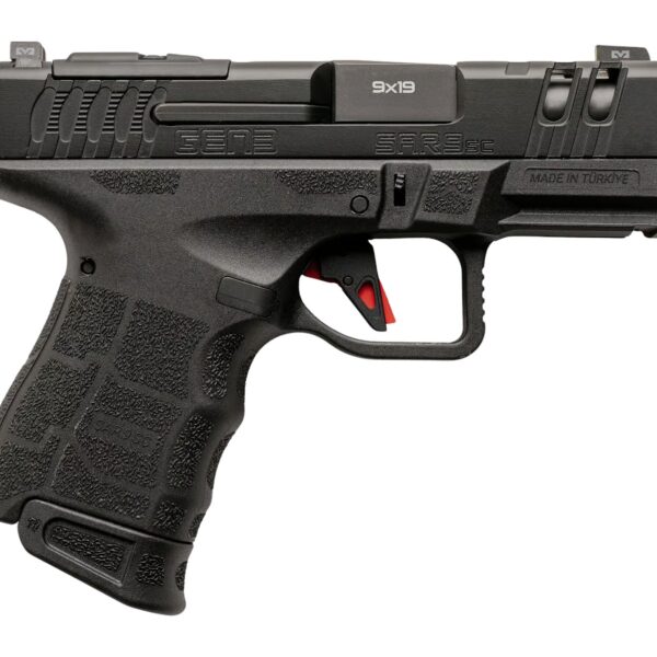 Sarsilmaz SAR9SCG3BL10 SAR9 Gen3 Sub-Compact 9mm Luger 10+1 3.30″ Black Barrel, Black Steel Optic Cut/Serrated Slide, Black Polymer Frame w/Picatinny Rail, Textured Grip, RMSc Footprint