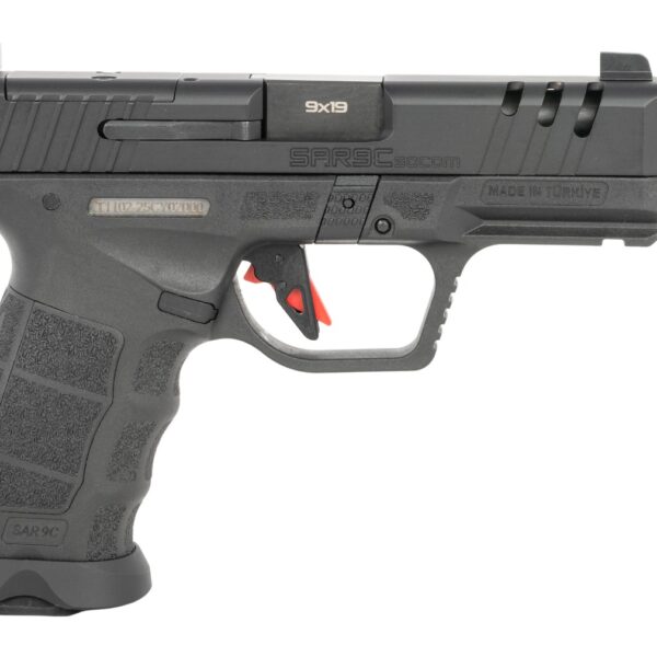 Sarsilmaz SAR9CSOCOMBL10 SAR9 SOCOM Compact 9mm Luger 10+1 4.70″ Black Threaded Barrel, Black Steel Optic Cut/Serrated Slide, Black Polymer Frame w/Picatinny Rail, Interchangeable Backstrap Grip, RMSc