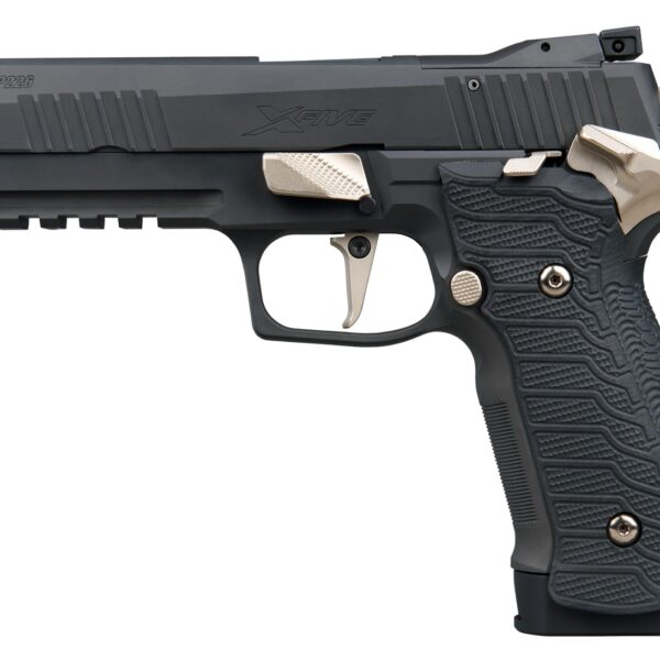 Sig Sauer 226X59NMRSAO10 P226 XFive Nightmare Full Size Frame 9mm Luger 10+1 5″ Bull Barrel, Black Nitron Stainless Steel Optic Ready/Serrated Slide & Frame w/Beavertail & Picatinny Rail, Custom Hogue