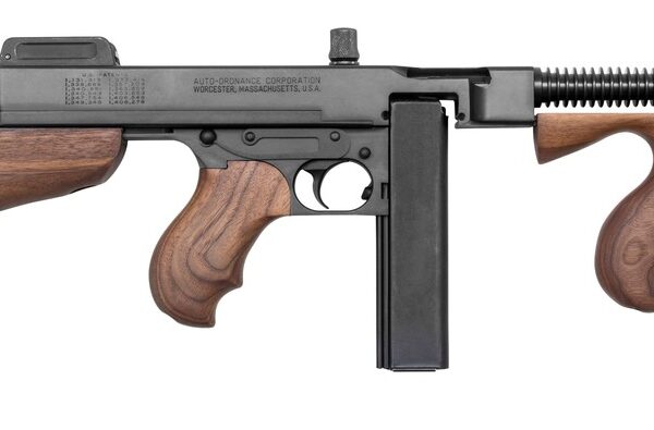 Thompson T1BSB 1927A-1 T1BSB Deluxe Carbine SBR 45 ACP 20+1 10.50″ Blued Finned Barrel w/Compensator, Blued Steel Receiver, Walnut Vertical Grip Forend, Detachable American Walnut Buttstock & Grip
