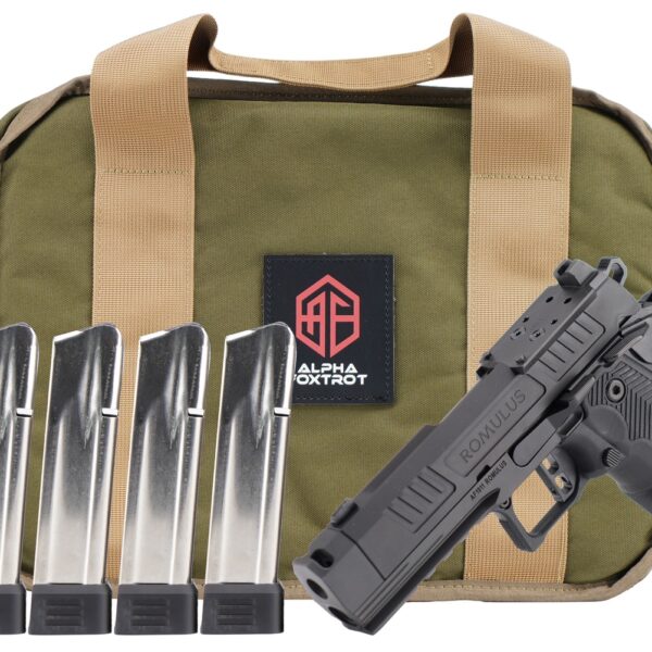 Alpha Foxtrot AA39X1QIG-XDBK20-PROM AF1911 Romulus Promo Compact Frame 9mm Luger 20+1 3.50″ Black DLC Threaded Compensated Barrel, Black DLC Stainless Steel Optic Ready/Serrated Slide & Frame w/Beaver