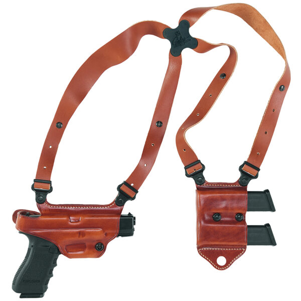 Galco MCII224 Miami Classic II Shoulder System Size Fits Chest Up To 56″ Tan Leather Compatible w/Glock 17 Gen1-5/19 Gen1-5/22 Gen2-5  Right Hand
