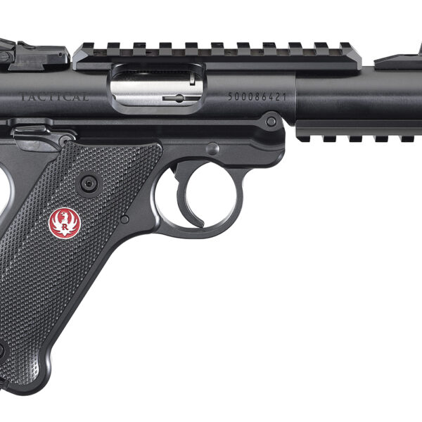 Ruger 40150 Mark IV Tactical 22 LR Caliber with 4.40″ Threaded/Picatinny Rail Barrel, 10+1 Capacity, Overall Blued Metal Finish, Checkered Black Polymer Grip & Fixed Sights