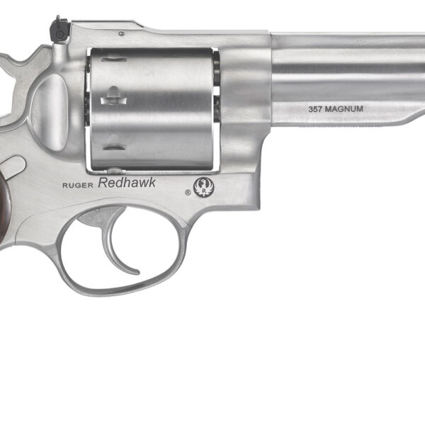 Ruger 5060 Redhawk  357 Mag  5.50″ Barrel 8rd Triple-Locking Cylinder, Satin Stainless Steel, Hardwood Grip, Transfer Bar Safety